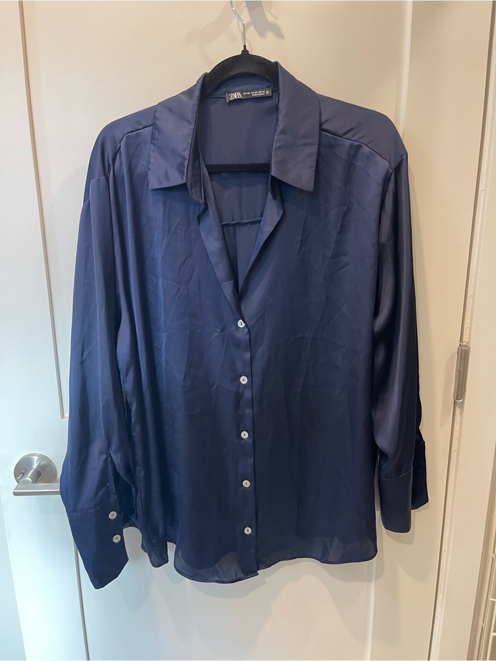 Zara Navy Blue Women's Button-Up Blouse sz XXL